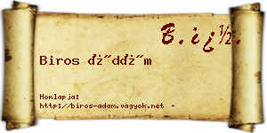 Biros Ádám névjegykártya