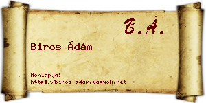 Biros Ádám névjegykártya